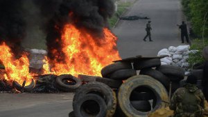 Боевики "Правого сектора" высадились с вертолета на окраине Славянска