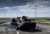 В н.п. Никишино ополченцы подбили три «Урала» и БТР ВСУ