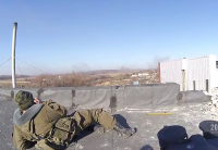 Батальон "Август". Работает артиллерия по пос. Никишино.