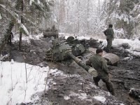 Польский танк увяз в грязи