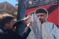 Сотрудники посольства Украины сдирают портреты Мозгового с улиц Рима