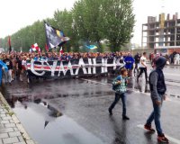 Во Львове прошел марш украинских и белорусских националистических футбольных ультрас