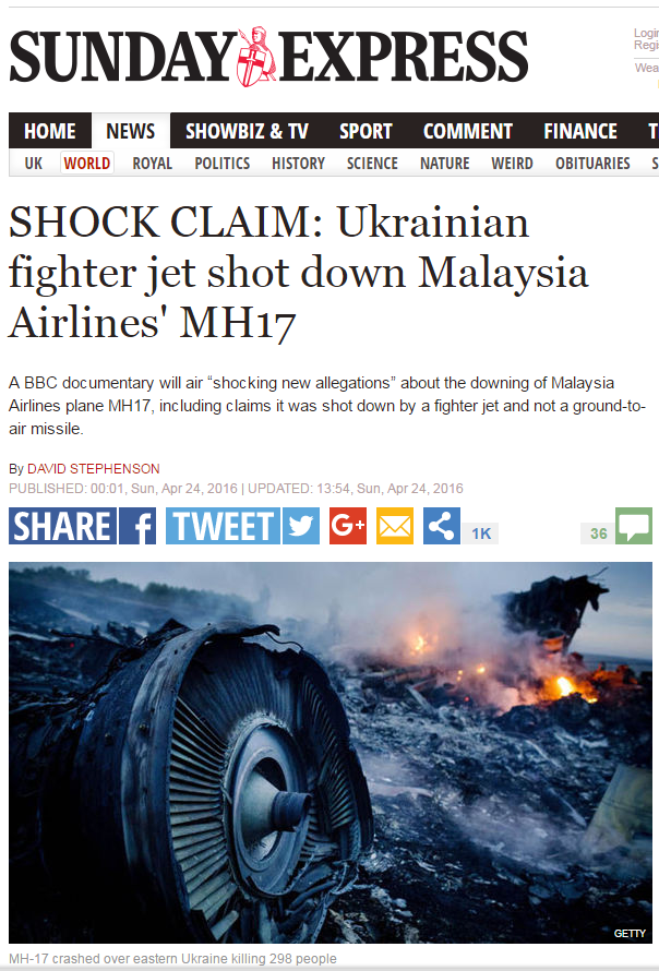 Фильм «Би-би-си»: Малайзийский «Боинг» сбили украинские истребители Фильм «Би-би-си»: Малайзийский «Боинг» сбили украинские истребители