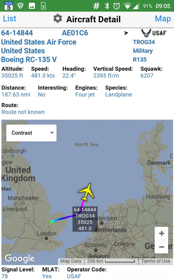 Американский самолет-разведчик приблизился к границам России на Балтике
