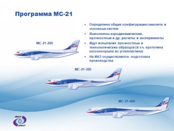 В России находятся пять самолётов МС-21 в различной стадии сборки