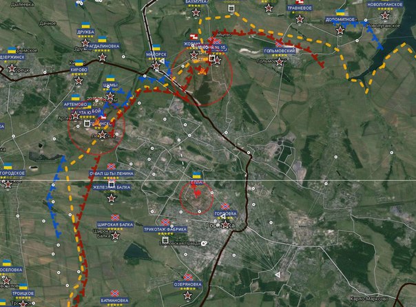 Сообщение от ополчения. Донецк: Аэропорт-Спартак-ЯБП-Петровка: минометный бой плюс САУ
