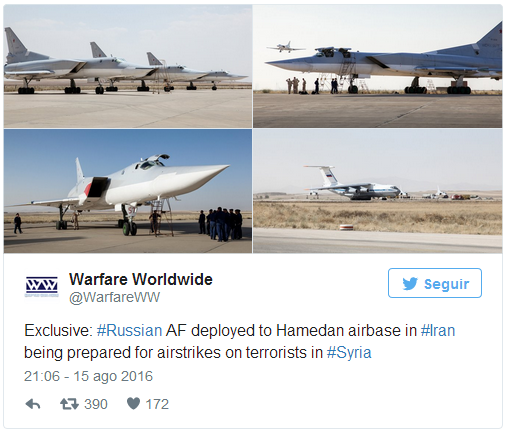 Российские Ту-22 размещены на иранской авиабазе Хамадан Российские Ту-22 размещены на иранской авиабазе Хамадан