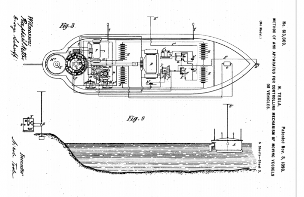 Никола Тесла запатентовал использование военных беспилотников в 1898 году Никола Тесла запатентовал использование военных беспилотников в 1898 году