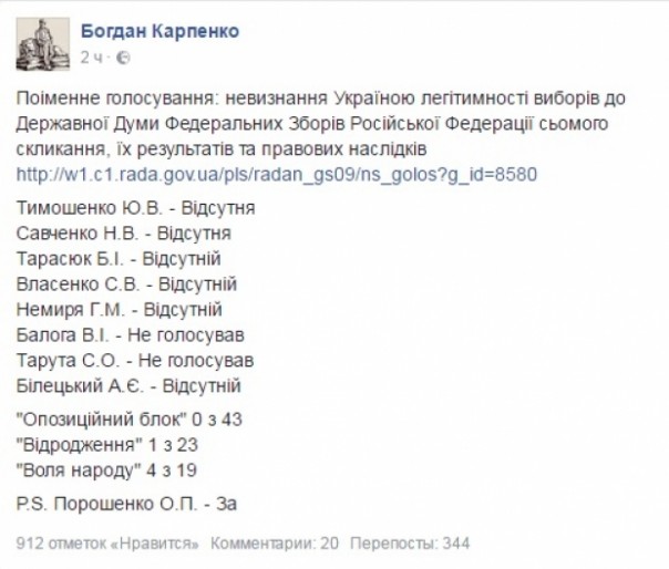 Порвала шаблон: Тимошенко отказалась голосовать за непризнание выборов в РФ Порвала шаблон: Тимошенко отказалась голосовать за непризнание выборов в РФ