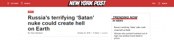 "...путинская "Сатана" сотрет с лица Земли все восточное побережье Америки!" [западные издания пугают читателей новым российским чудо - оружием]