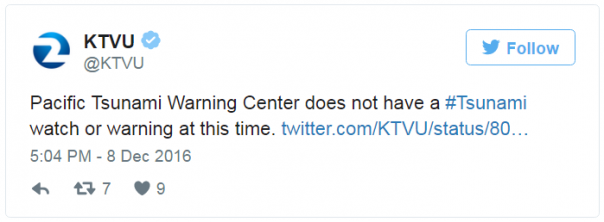 У берегов Калифорнии произошло землетрясение магнитудой 6,8