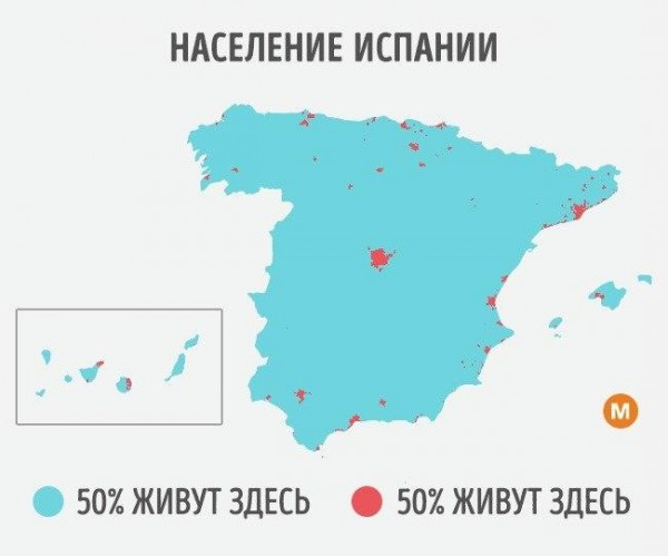 Население 50/50. А Вы говорите тесно...