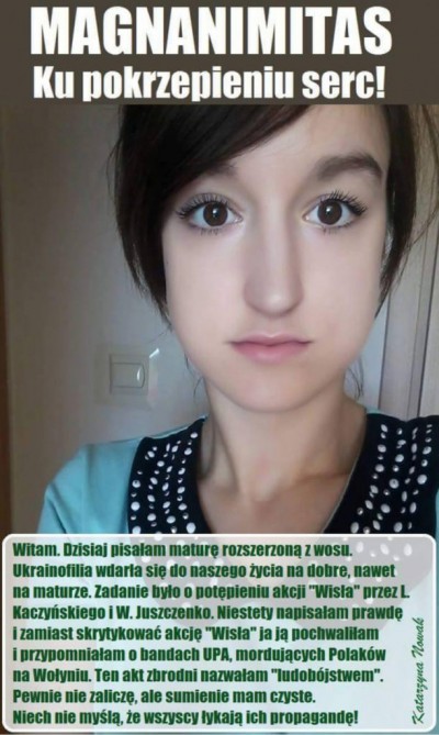 Польская школьница написала на экзамене правду о преступлениях УПА: националисты в бешенстве Польская школьница написала на экзамене правду о преступлениях УПА: националисты в бешенстве