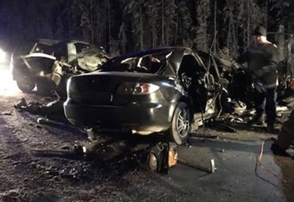 Появилось видео страшной аварии в Нягани, в результате которой погибли десять человек