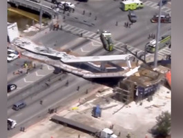 В Майами рухнул пешеходный мост, число жертв может достигать 10 человек
