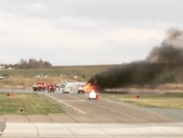 МиГ-31 загорелся на аэродроме в Пермском крае (Видео)