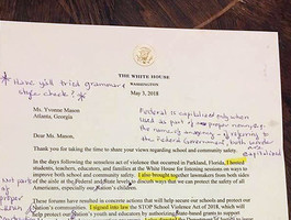 Учитель отправила письмо Трампа обратно из-за грамматических ошибок