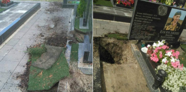 В Буче под Киевом разгромили могилу "героя АТО"