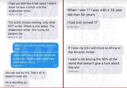 Опубликовано интимное фото жертвы Вайнштейна, которая спала с 17-летним парнем