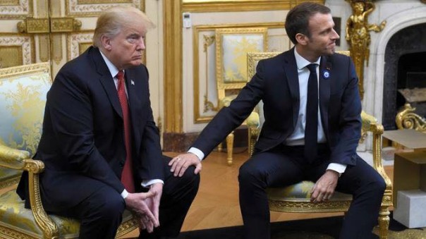 #MeToo. Захарова опубликовала фото с «домогательствами» Макрона к Трампу