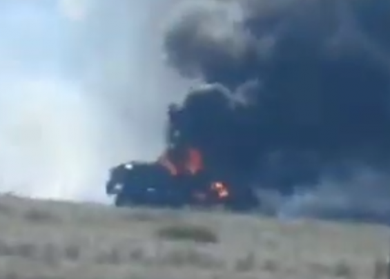 Уничтожение грузовика укрофашистов с боеприпасами засняли на видео