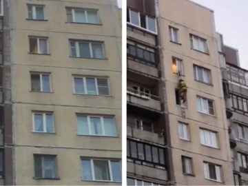 Пожарный спас ребенка с 11-этажа без страховки