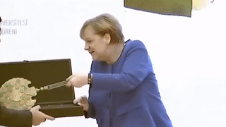 "Как настоящая девочка". В Сети умилились реакции Меркель на подарок Эрдогана