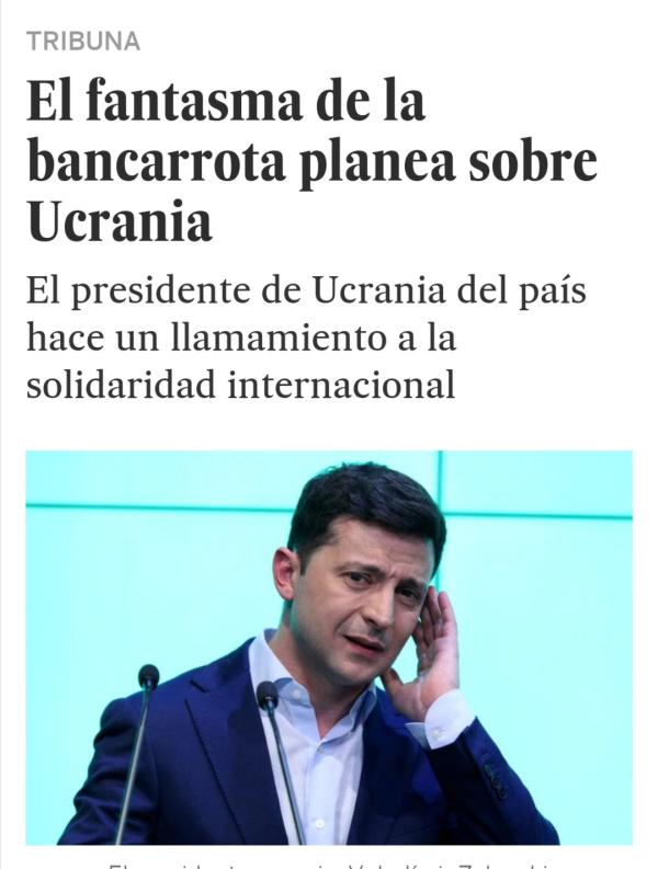 Грёбаный стыд Зеленского. Офис президента потребовал El Pais переделать заголовок статьи о банкротстве Украины