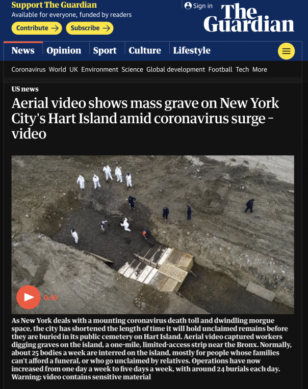 Нью-Йорк, массовые захоронения, 5 дней в неделю, 24 в сутки