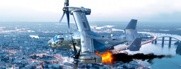 Американский конвертоплан сбивается одной русской ракетой над Украиной
