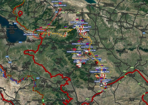 Огонь режет небо: кадры ночных боёв в Карабахе. Видео боестолкновений.