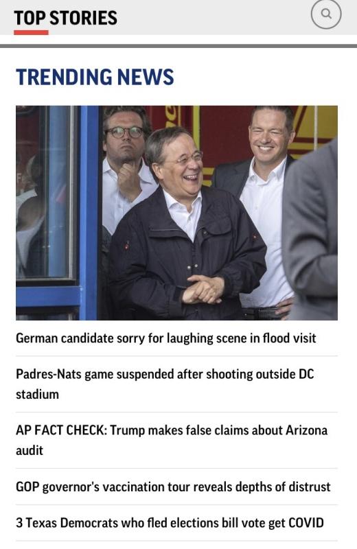 Неуместное веселье: Кандидат в канцлеры Германии хохотал на месте трагедии