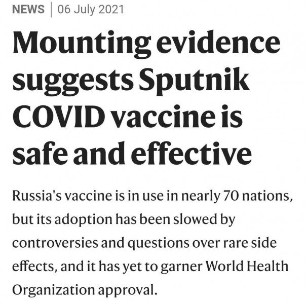 В издании Nature вышла большая статья о эффективности и безопасности вакцины "Спутник V".