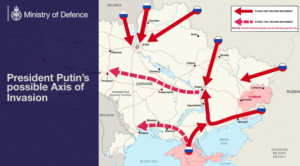 В Британии опубликовали карту "вторжения" России на Украину