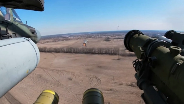 Появилось видео уничтожения вооружения ВСУ ударными вертолетами