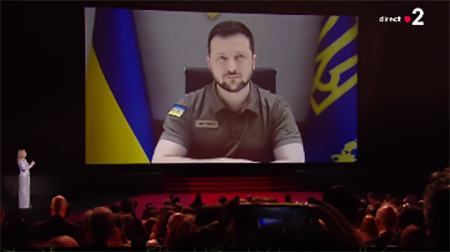 Зеленский выступил в прямом эфире во время церемонии открытия 75-го Каннского кинофестиваля