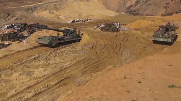 Боевая работа расчётов самоходных пушек «Малка»