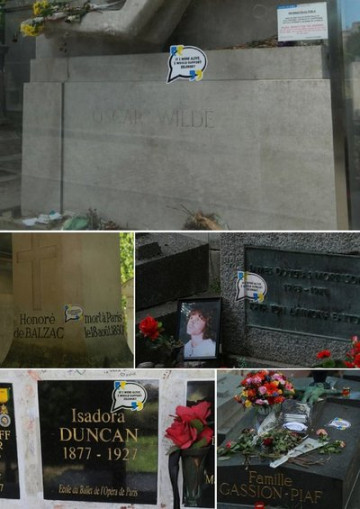 Француз назвал "болванами" авторов стикеров в поддержку Зеленского на могилах Бальзака и Эдит Пиаф