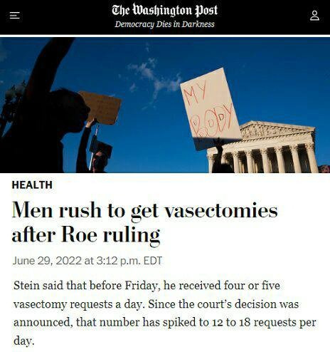 В США мужчины спешат сделать вазэктомию после решения Roe