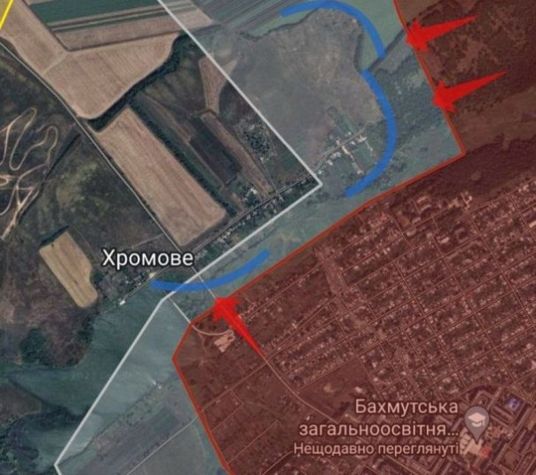 После взятия Артёмовска ЧВК «Вагнер» начала наступление на вторую «дорогу жизни» ВСУ и ключевой посёлок Хромово