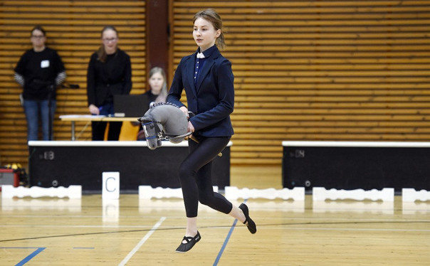 Смотрю чемпионат по скаканию на палке с головой лошади