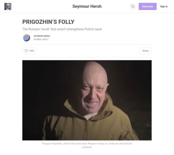 Журналист Сеймур Херш вновь выпустил обширный материал на тему происходящего в России и на Украине