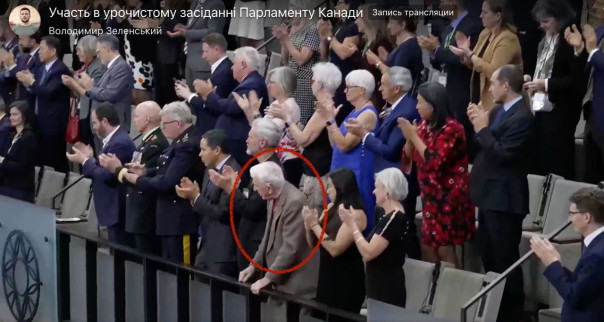 Во время выступления в Канаде Зеленский приветствовал 98-​летнего украинского эсэсовца — местные парламентарии салютовали военному преступнику