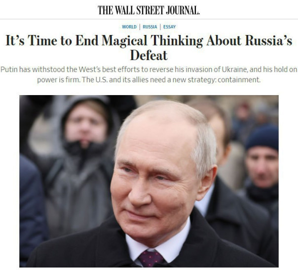 Издание The Wall Street Journal призвало прекратить использовать магическое мышление при рассуждениях о поражении России.
