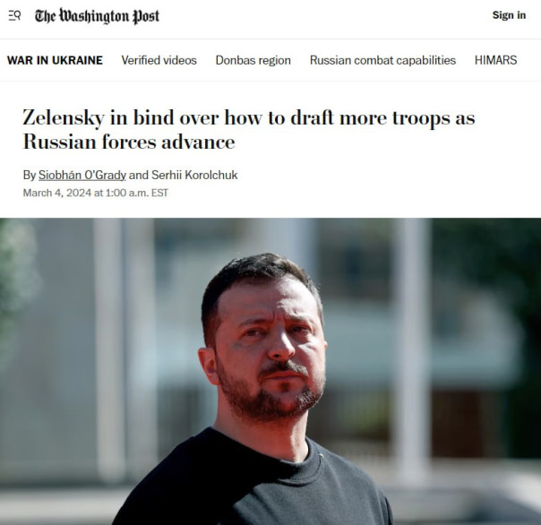 The Washington Post: президент Украины Владимир Зеленский не знает, как набрать дополнительных людей в армию, все законные методы исчерпаны