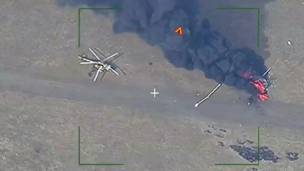 Минобороны показало видео уничтожения вертолётов ВСУ на площадке подскока в ДНР
