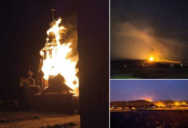 Деревянный храмовый комплекс в белгородском Сухарево почти полностью выгорел после кощунственной атаки ВСУ