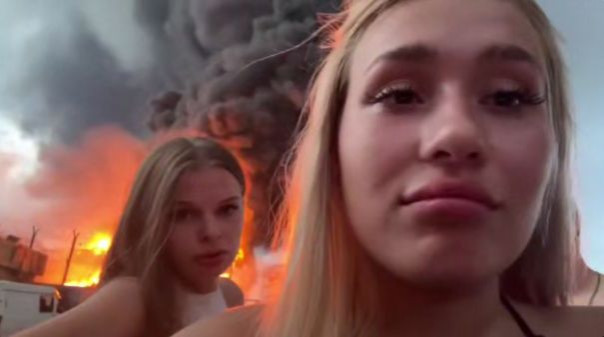 Задержаны девушки, снявшие видео на фоне горящей в Адлере нефтебазы.