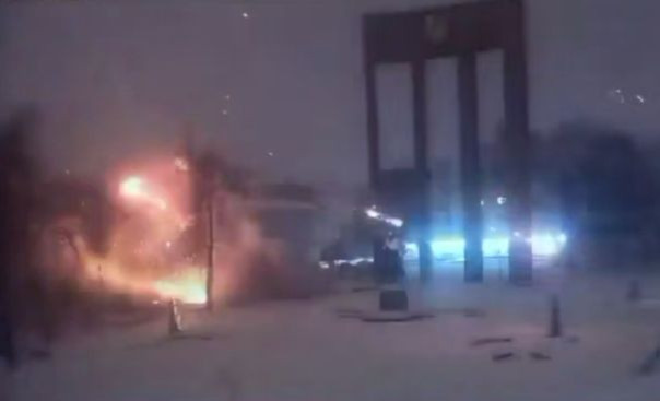 Во Львове беспилотник взорвался рядом с памятником Бандере