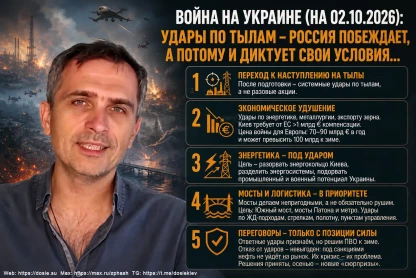 Война на Украине (на 02.10.2026): Удары по тылам - Россия побеждает, а потому и диктует свои условия…